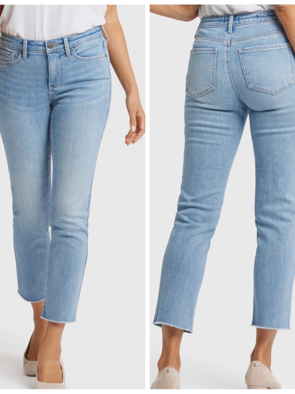 NEW NYDJ Sheri Fray Hem Ankle Slim Jeans Blue Valley 14 NWT